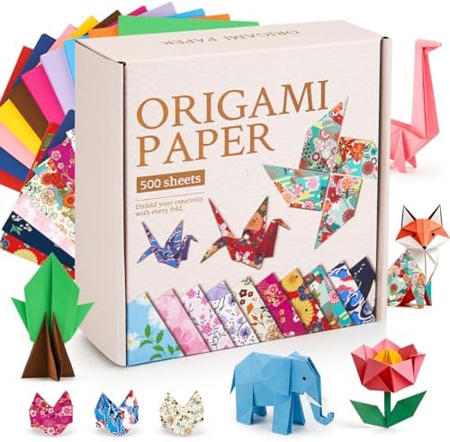 AluAbi 500pc Japanese Origami Paper Kit for Kids 5-12 by AluAbi
