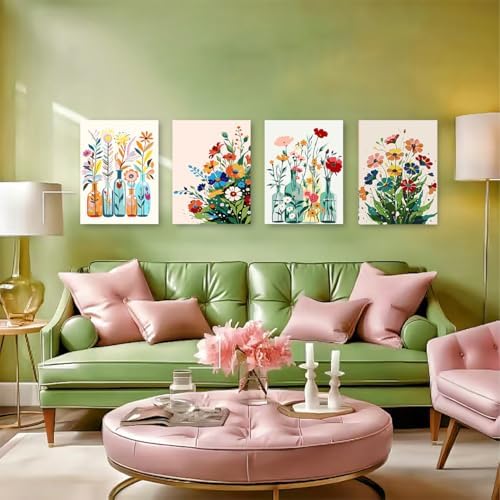 ICYANART 4 Paint by Numbers Kit for Adults Flowers, with Frame and Easel - Image 7