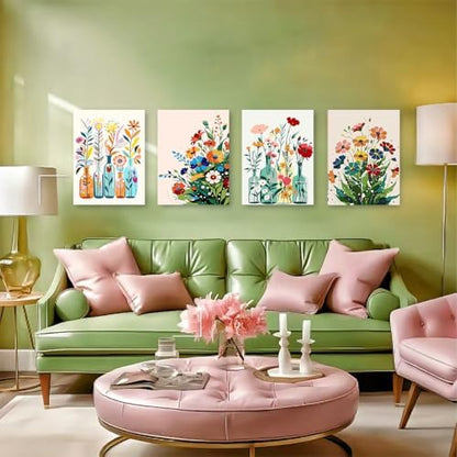 ICYANART 4 Paint by Numbers Kit for Adults Flowers, with Frame and Easel - Image 7