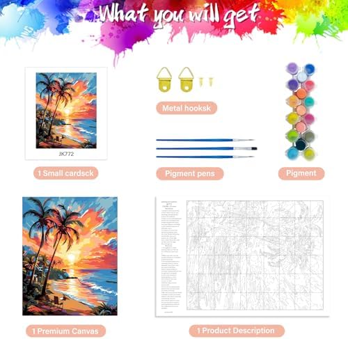 ZTOTZ Paint by Numbers Beach Ocean, Summer Paint by Numbers kit for Adults Beach,Holiday Paint by Numbers for Adults Wall Decor(16x20in) - Image 5