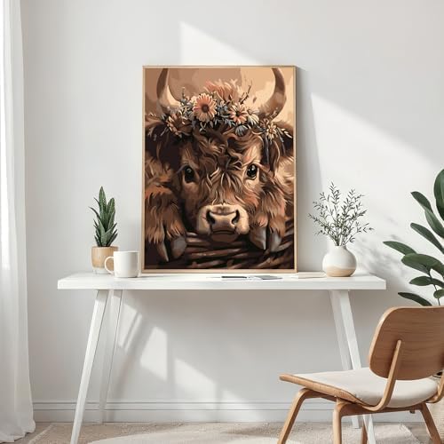 Mosaflare Highland Cow Paint by Numbers for Adults Beginner 12X16 inch - Image 2