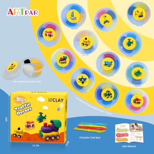 Artpar Air Dry Clay Kit,Modeling Magic Clay Traffic Set,Kids Crafts Gifts - Image 2