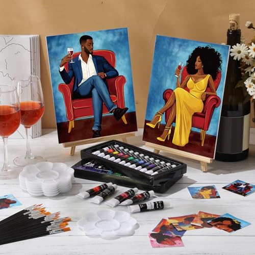 Cholemy 36 Pcs Paint and Sip Kit Gift for Adults 8''x10'',Couple - Image 2