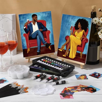 Cholemy 36 Pcs Paint and Sip Kit Gift for Adults 8''x10'',Couple - Image 2
