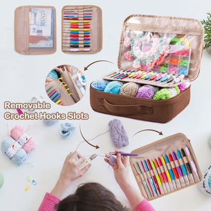 MYBAGZING Crochet Kit for Beginners,Yarn Starter Kit w/Hooks & Storage Bag - Image 3
