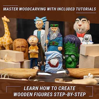BeaverCraft Wood Carving Kit for Beginners S16 – Whittling Knives Sloyd, Chip Wood Carving Knife, Basswood Blocks for Carvers - Whittling Tools Set - Image 2