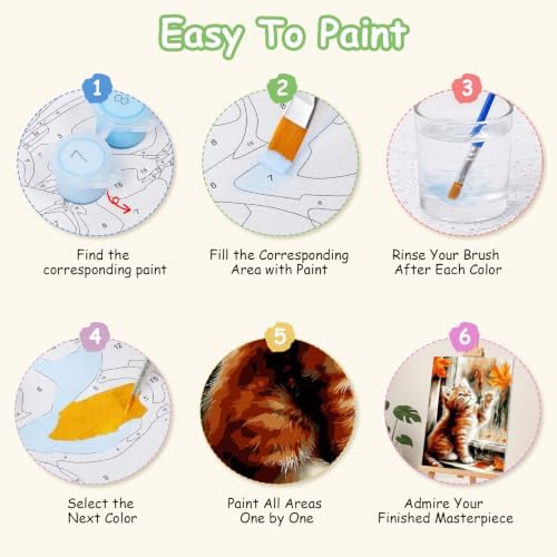 Spandrel Framed Paint by Numbers Cat Kit for Adult, Autumn Adult Paint by Number Kits on Canvas, DIY Acrylic Oil Easy Halloween Painting by Numbers Fall for Home Wall Decor, 8x12in - Image 7