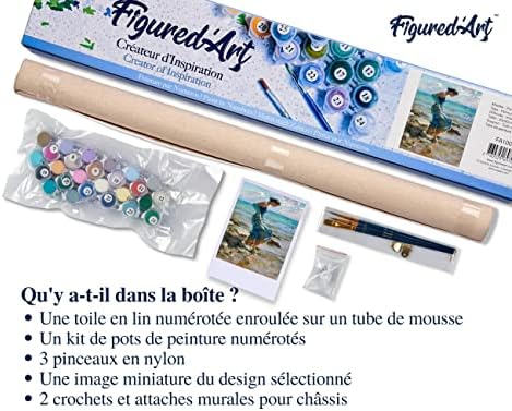 Figured'Art Paint by Numbers for Adults Feet in Water During Summer 16"x20" - Craft Art Painting DIY Kit Rolled Canvas Without Frame - Image 5