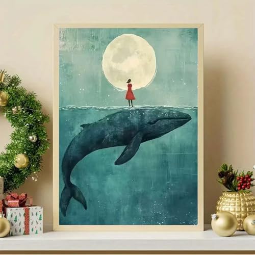 GEMFAMILY DIY Paint by Numbers Kit for Adults,Whale Moon Paint by Number Kit on Canvas for Beginners Home Wall Decor Printed Art Quality Canvas Acrylic Paints Crafts Art Kits 16 X 20 Inch - Image 4