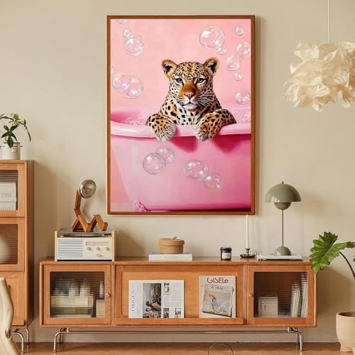 Cheetah Bathroom Paint by Numbers Kit for Adults Canvas Frameworkless - Image 6