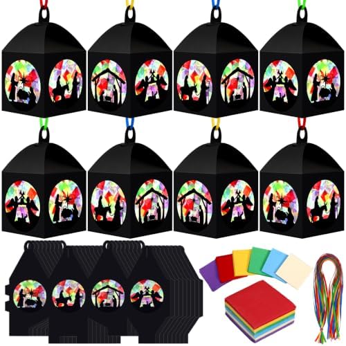 Maitys 32 Sets Christmas Nativity Paper Lantern Suncatcher Craft Kits by Maitys
