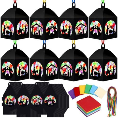 Maitys 32 Sets Christmas Nativity Paper Lantern Suncatcher Craft Kits by Maitys