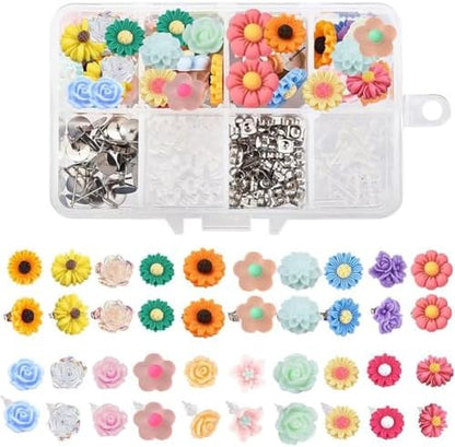 SUNNYCLUE 1 Box DIY 20 Pairs Mixed Resin Flower Flatback Cabochon Studs Earring Kit Resin Rose Daisy Charms with Stainless Steel Post for Jewelry Making Arts Craft Supplies by SUNNYCLUE