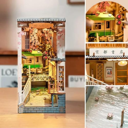 Rolife DIY Book Nook Kit Sakura Densya, DIY Miniature Booknook Kit Creative Decorative Bookend Bookshelf Insert 3D Puzzles for Adults, Halloween/Christmas Decorations/Gifts for Adults (Sakura Densya) - Image 2