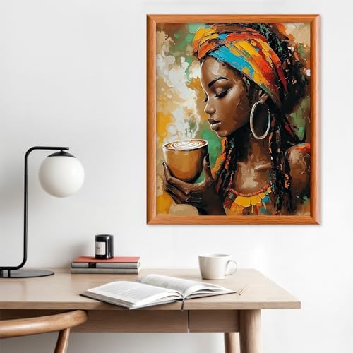 Lxmsja African Woman Paint by Numbers Kit for Adults, Coffee Acrylic Paint by Numbers for Adults Beginner, DIY Craft Supplies Oil Painting Kits for Home Wall Decor 16x20 inch (No Frame) - Image 3