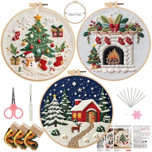 SCECALA 3 Pack Christmas Embroidery Kit by SCECALA
