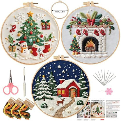 SCECALA 3 Pack Christmas Embroidery Kit by SCECALA