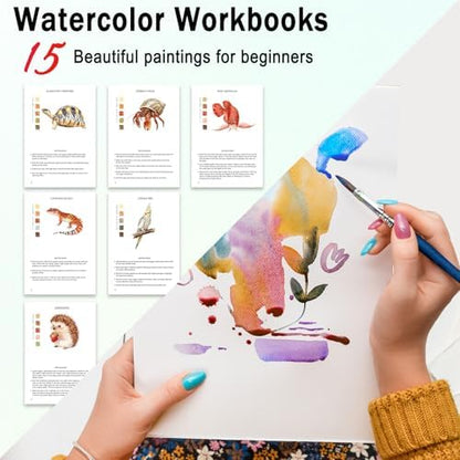 Watercolor Workbooks for Adults Beginners & Teens, 16 Colors 15 Beautiful Paintings, Pre-Outlined Designs, Easy Watercolor Art Book（Pet） - Image 2