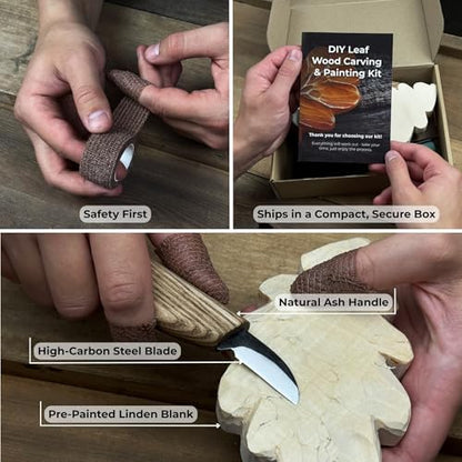 Sharky DIY Oak Leaf Wood Carving Kit for Beginners - Image 3
