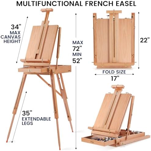 196Pcs Deluxe Artist Painting Set with French Easel, 48 Colors Acrylic & Oil Paints, 24 Colors Watercolor Paints, Art Paint Supplies for Artists, Beginner & Adults - Image 2