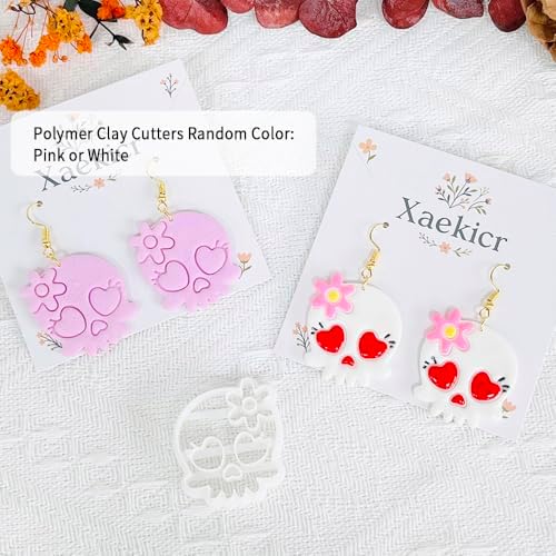 Xaekicr Heart Skull Polymer Clay Cutters for Earrings – 1pc Cute Skull Clay Earring Cutters, Polymer Clay Molds, Halloween Clay Tools - Image 2