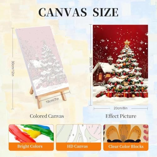 4 Pack Christmas Paint by Numbers Kit for Adults with Frame, Easy Snowman Paint by Number for Adults Beginner with Wooden Easel, DIY Painting by Numbers Canvas Framed for Home Decor 8 x 12 Inch - Image 2
