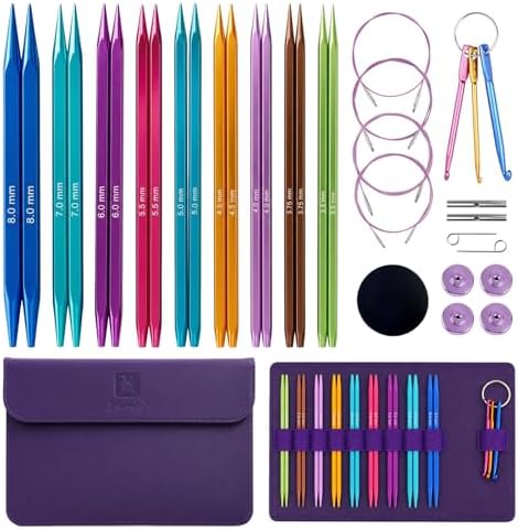 Yarniss 9 Pairs Square Circular Knitting Needles Set with Cable US 2.5~11 by Yarniss