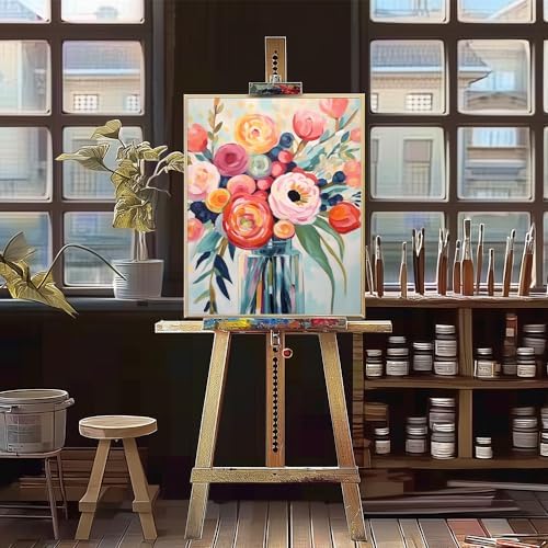 Natuyalo Flowers Paint by Numbers Kit for Adults - Flowers in a Vase Paint by Number on Canvas Without Frame, DIY Acrylic Painting for Ideal Gift Home Wall Decor (16x20 Inch) - Image 4