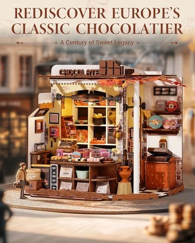 ROBOTIME DIY Miniature House Kit, Tiny House Building Kits，Mini Wooden Furniture Kit for Adults, Dollhouse for Birthday Christmas Craft Hobbies Gift（Henry's Chocolate） - Image 2