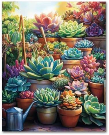 ICYANART Succulent Paint by Numbers Kit for Adults Beginner Plant Lover by Unknown