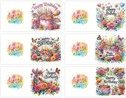 6PCS Diamond Art Painting Greeting Cards Kit, Birthday Themed DIY Card Making Set with Crystals and Envelopes, Creative Craft for Adults, Fun Party Activity and Personalized Gift - Image 3