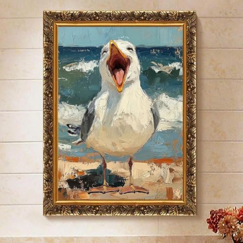 Fun Seagull Paint by Numbers Kit for Adults Framed Canvas, Frameworkless - Image 4