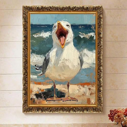 Fun Seagull Paint by Numbers Kit for Adults Framed Canvas, Frameworkless - Image 4