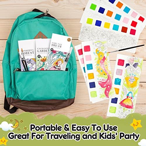 3pack Watercolor Painting Coloring Books Pocket Watercolor Paint Bookmarks - Image 5