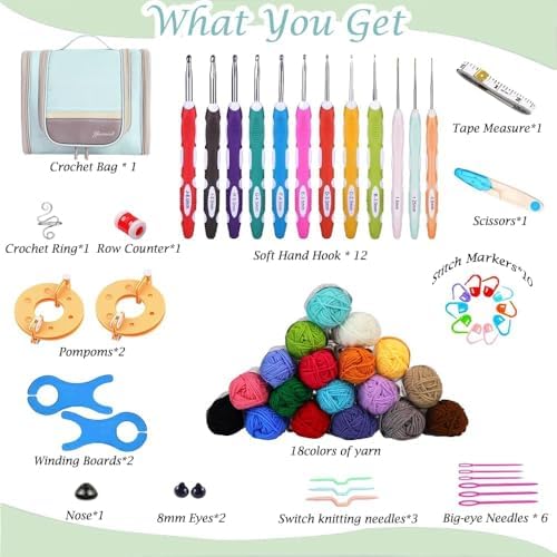Yarniss Crochet Kits for Beginners,Complete Crochet Kit with Bag,Mint - Image 2