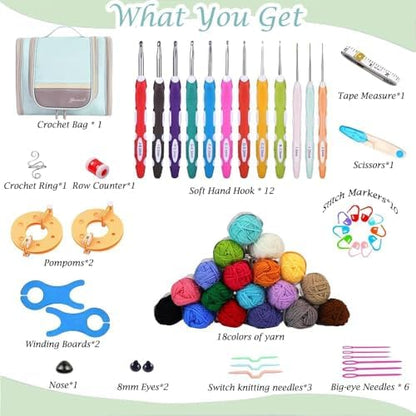 Yarniss Crochet Kits for Beginners,Complete Crochet Kit with Bag,Mint - Image 2