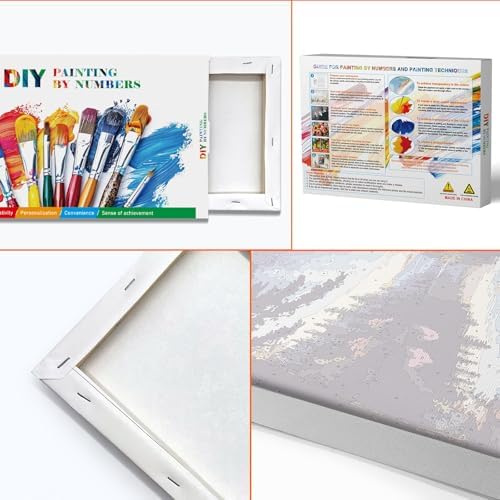 JOOZ Paint by Numbers Kit for Adults with Frame, Lake Landscape Paint by Number with Easel, DIY Sunset Landscape Acrylic Oil Painting Kit for Home Wall Decor 8x12 Inch - Image 6