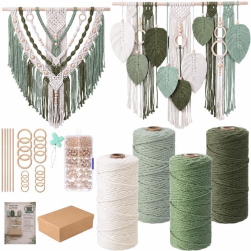 Rivvlive Macrame Kit for Adults Beginners 249 Pcs, 436yd 3mm Cotton Macrame Cord Wood Rings Dowels and Beads Needle Threader Gift Box & Digital Instruction Book for Bohemian Decor Craft Projects by Unknown