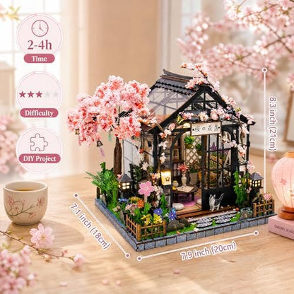 DIY Japanese Miniature House Kit with LED Lights - Sakura Greenhouse - Image 3
