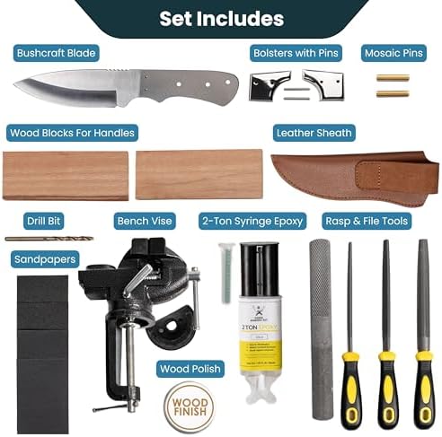 Knife Making Kit DIY Gift for Men - Gift Set, Complete Tools, & Accessories to Make Knife, Stainless Steel Bushcraft Blade, Beginners Guide, Husband Boyfriend Dad Handwork Hobbies, Gift for Him - Image 2