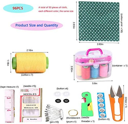 50 Pcs 4" x 4" Craft Fabric, Craft Bundle Patchwork, Pre-Cut Quilt Squares, Quilting Fabric Bundles with Sewing Kit for DIY Artcraft Pattern - Image 3