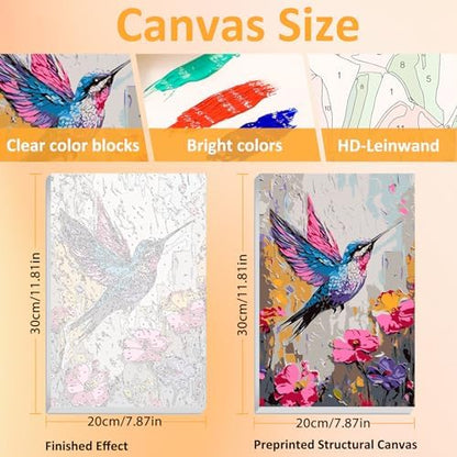 Mandun Hummingbird Paint by Numbers Kit for Adults, 3 Pack, 7.8x11.8 inch - Image 2