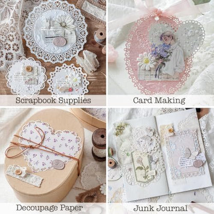 84 Pcs Lace Textured Scrapbook Paper Kit, Embossed Rice Paper For Decoupage - Image 4