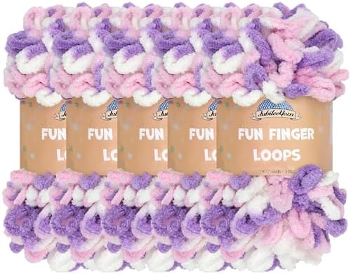 JubileeYarn Fun Finger Loops Yarn - Purple Pink White - 5 Skeins by BambooMN