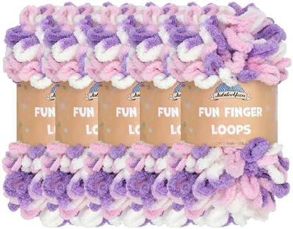 JubileeYarn Fun Finger Loops Yarn - Purple Pink White - 5 Skeins by BambooMN