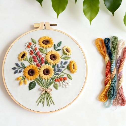 Herdiese Embroidery Kit for Beginners & Adults with Flower Pattern - Image 5