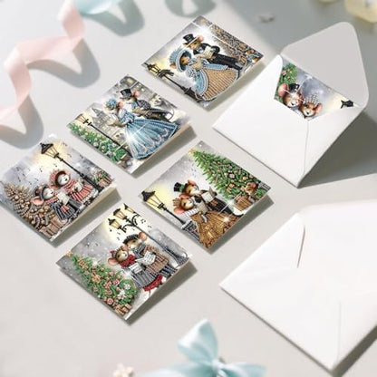 jinglinhh 6pcs Christmas Tree Mouse Couple Diamond Art Painting Greeting Cards with Envelopes, DIY Card Making Kits for Adults, Diamond Art Postcards Christmas Cards Craft Gifts - Image 5