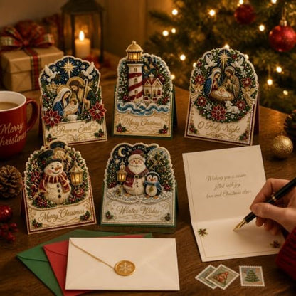 6 Pack Christmas Diamond Painting Cards with Envelopes, Pearl Art Kit - Image 4