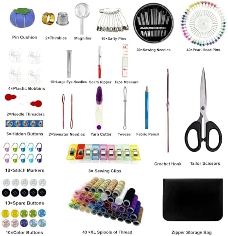 HYHJMISTY Sewing kit, Needle and Thread Kit for Sewing, 186 Pcs Sewing Accessories for Travel, Home, School and DIY Gift, Needles, Scissors, 43XL Thread Spools - Image 2
