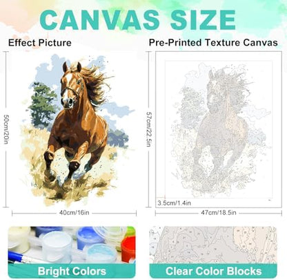Paint by Numbers Kit for Adults, Running Horse Painting, 16 x 20 Inch - Image 3